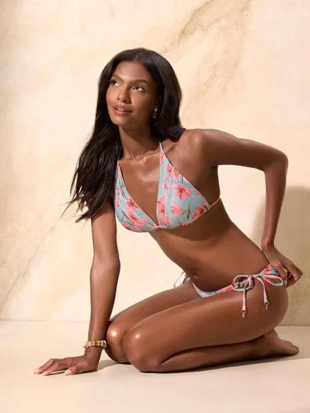 Lipsy Costum de baie două piese Liyana kaki / verde pastel / roz alb