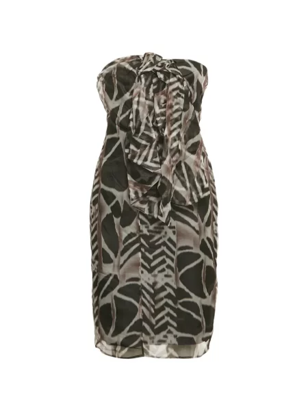 Rochie mini Boss cu imagine cu imprimeu abstract fără bretele negru