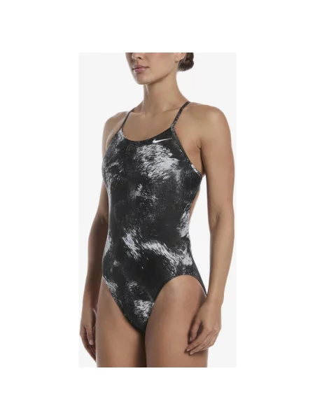 Strój kąpielowy Nike Swim Watercolor One Piece czarny 38 biały