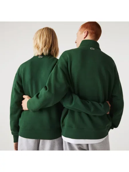 Lacoste Unisex Bluza Z Bawełny Organicznej Ze Stójką I Zamkiem Błyskawicznym zielona