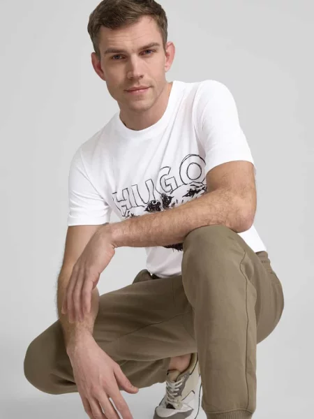 HUGO t-shirt z nadrukiem biały