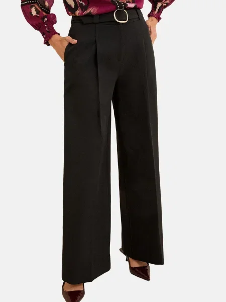 Love & roses Pantaloni cu dungă negru