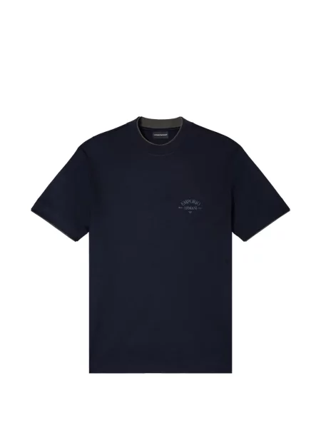 Tričko Emporio Armani s autogramem modré