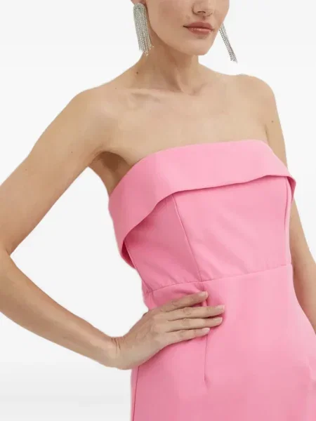 Rochie midi Bardot până la genunchi de costum roz