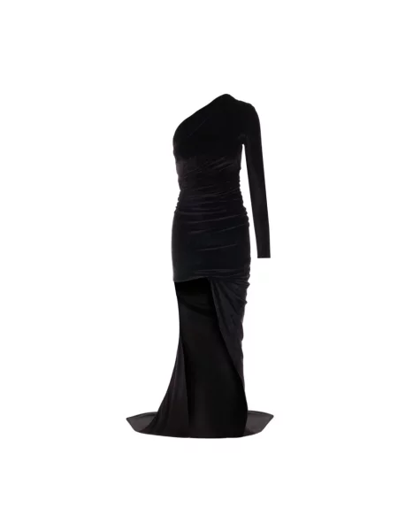 Lniana długa sukienka maxi Balenciaga czarna