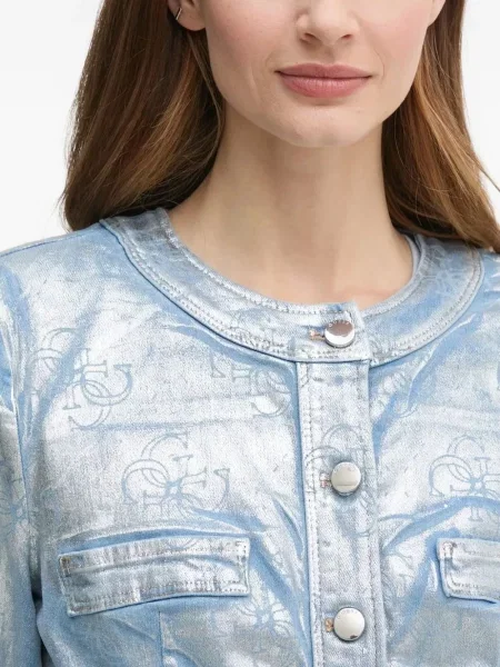 Kurtka bomber Guess z autografem niebieski