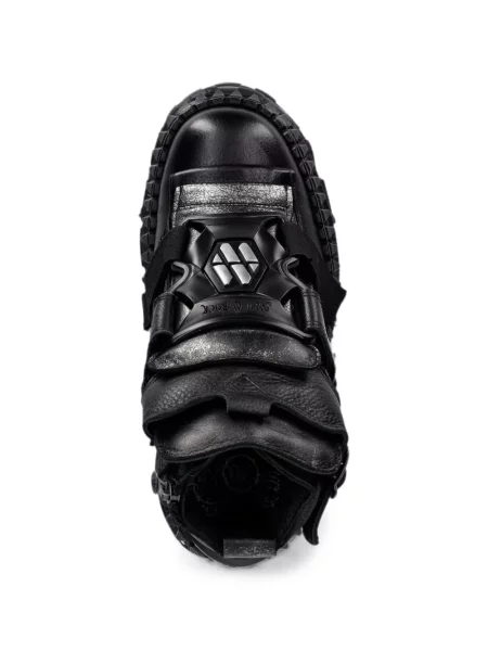 Botine New Rock cu platformă cu cataramă negru