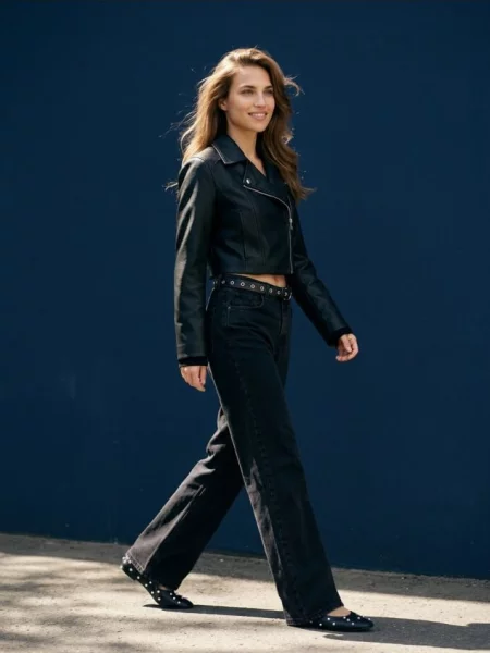 Джинси wide leg чорний