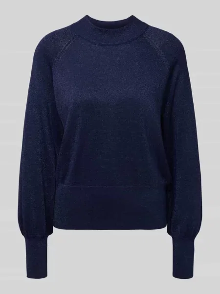 Sweter z dzianiny z mieszanki model ‘MOBBE’ B.young granatowy