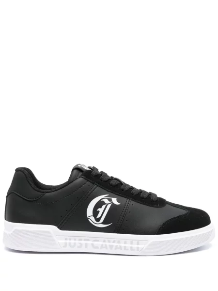 Sneakerși Just Cavalli din piele cu imagine negru