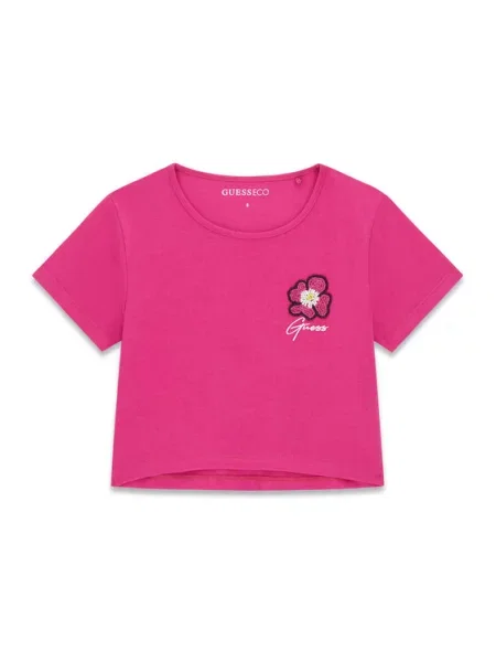 Guess T-Shirt Σκούρο Relaxed Fit ροζ