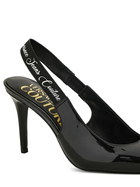 Pantofi cu toc Versace Jeans Couture din piele de lac slingback negru