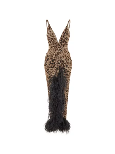 Rochie midi 16arlington cu pene maro
