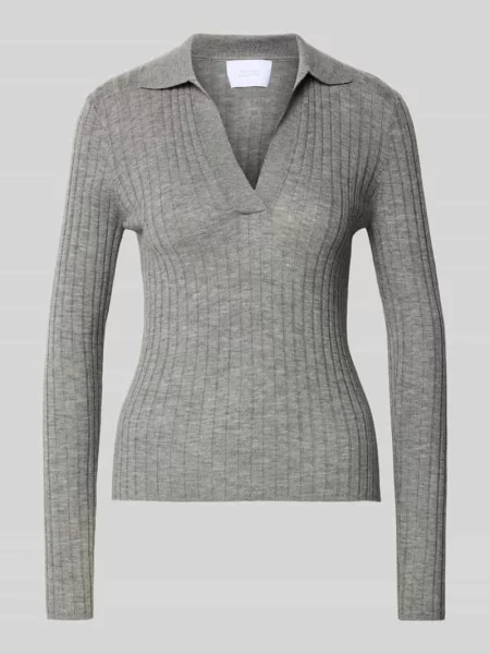 Sweter z prążkowanej dzianiny z wełny Style Icon Collection