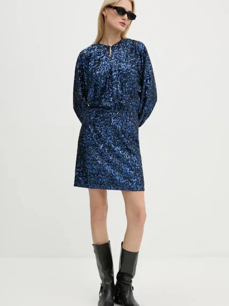 ZADIG&VOLTAIRE rochie din amestec de matase mini drept albastru