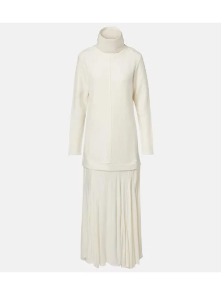 Maksi sukienka maxi Xu Zhi wełniana garniturowa biała