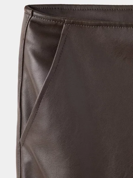 Spodnie wide leg ze sztucznej skóry Teen L MANGO TEEN brązowy