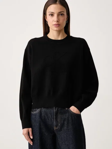 Calvin Klein Jeans pulover pentru femei cu vâscoză negru