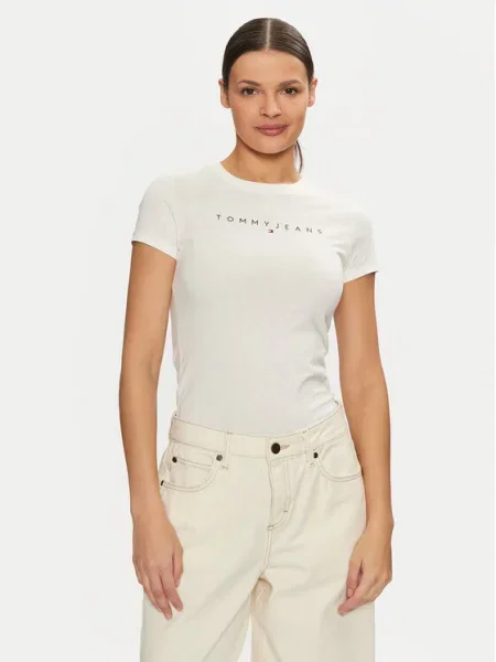 Тениска Tommy Jeans бежово