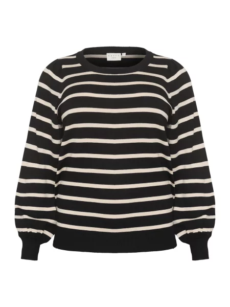 KAFFE CURVE Sveter Miana / šedobiela čierna