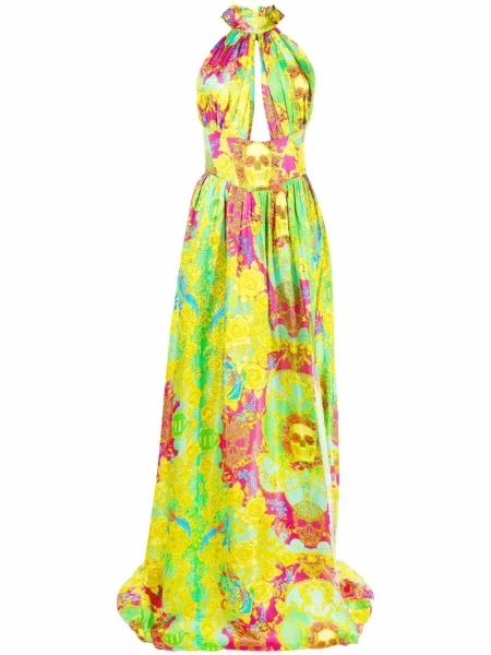 Rochie maxi Philipp Plein de mătase cu imagine