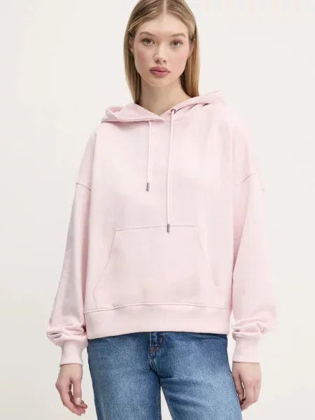 Guess Jeans bluza z kapturem różowy