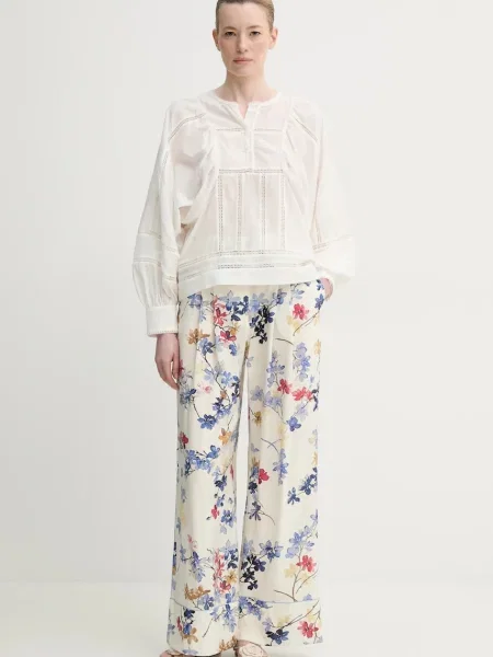 Штани MUNTHE FAICUS широкі висока посадка бежевий