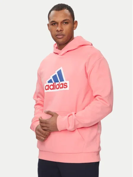 Суичър с качулка Adidas с качулка с апликация розово