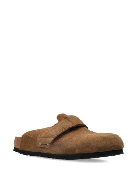 Papuci tip mules Birkenstock din piele de căprioară maro