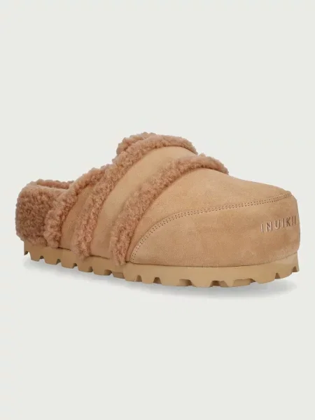 Inuikii șlapi cu platformă pentru femei din piele întoarsă Cozy Loafer bej