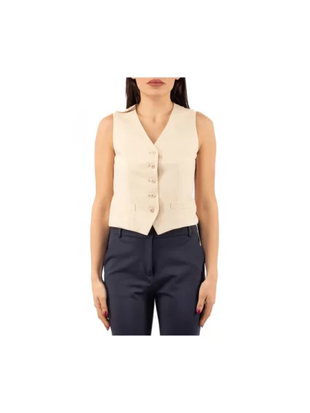 Lniany top Weekend Max Mara z dekoltem w serek casual biały