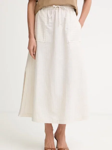 MM by Max Mara spódnica z lnem SUMERO beżowa