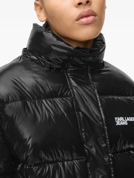 Дънково яке Karl Lagerfeld Jeans с качулка черно