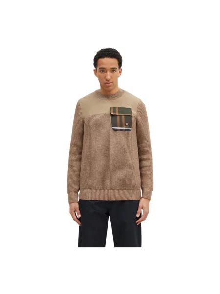 Baracuta sweter wełniany Barbour x Baracut Miller Knit ciepły beżowy