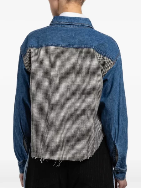 Koszula Askk Ny w pepitkę o krotszym kroju niebieska