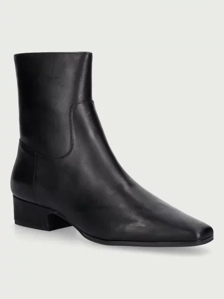 Nokwol botine pentru femei din piele Dusty Black Leather negru
