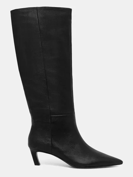 Kožené čižmy Calvin Klein ESS KITTEN HEEL LONG BOOTS čierna