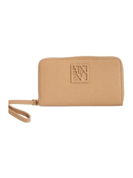 Portfel Armani Exchange z logo beżowy