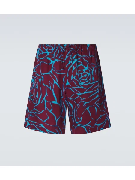Pantaloni scurți Dries Van Noten cu model floral bordo