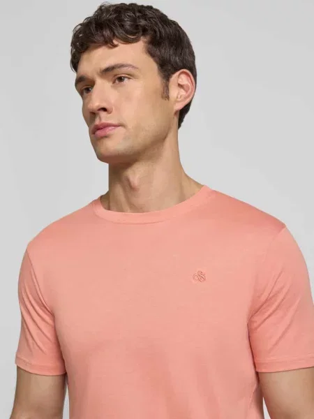 T-shirt w kroju regular fit z haftowanym logo Scotch & Soda
