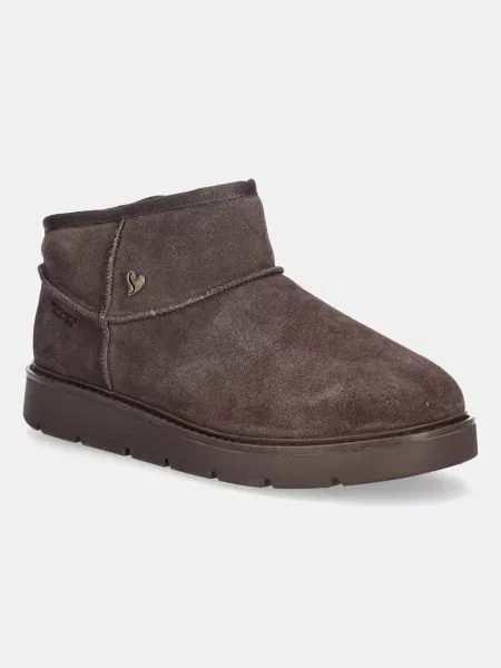 Skechers cizme de zăpadă din piele întoarsă KEEPSAKES COZY COZY MINI maro