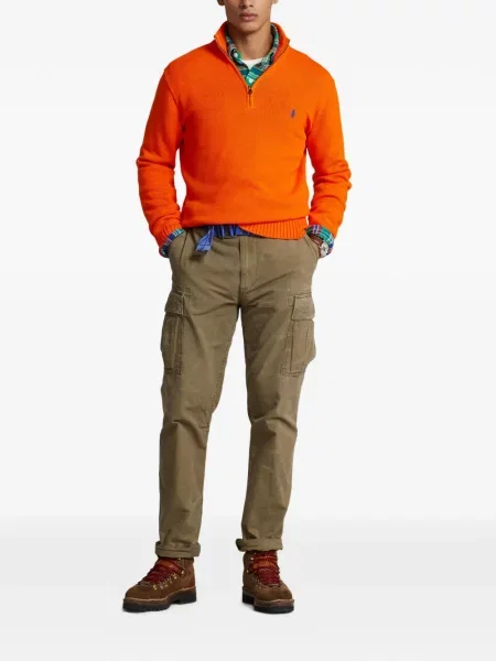 Tricou polo Polo Ralph Lauren cu glugă cu blană cu broderie roșu