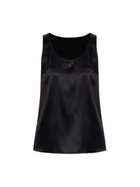 Top Dolce And Gabbana skórzany z logo czarny
