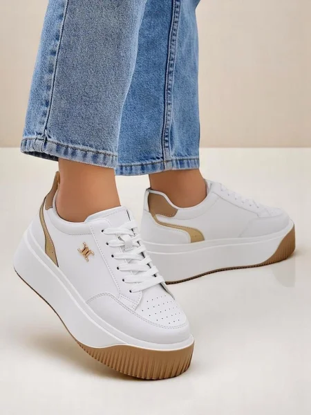 Sneakerși Resti cu platformă alb