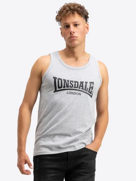 LONSDALE Majica Averham pegasto siva / črna bela