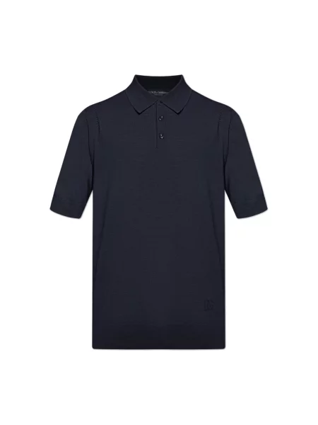 Koszulka polo Dolce And Gabbana wełniana niebieska