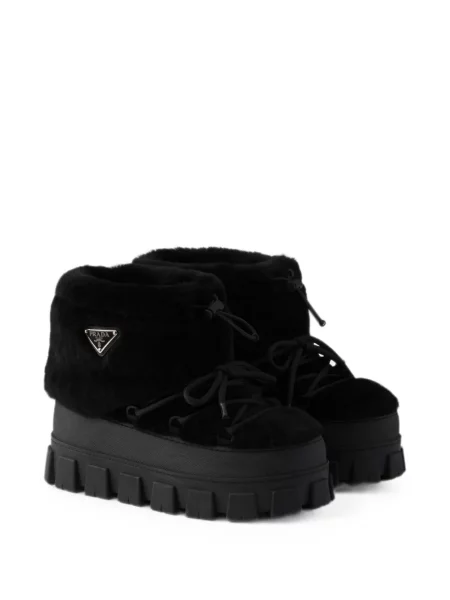 Botine Prada din piele de oaie negru