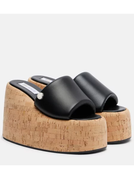 Sandale The Attico din piele cu platformă negru