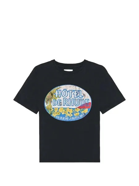 Tricou Rhude cu imagine scurt negru