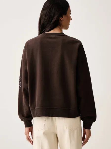 DKNY bluza z bawełną brązowa